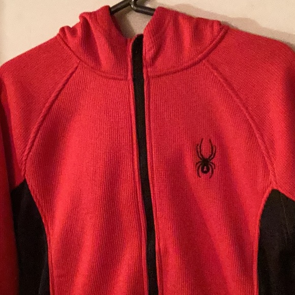 NWT Spyder Red & Black jacket with hoodie for teen boys size # large 14-16 - Picture 2 of 12